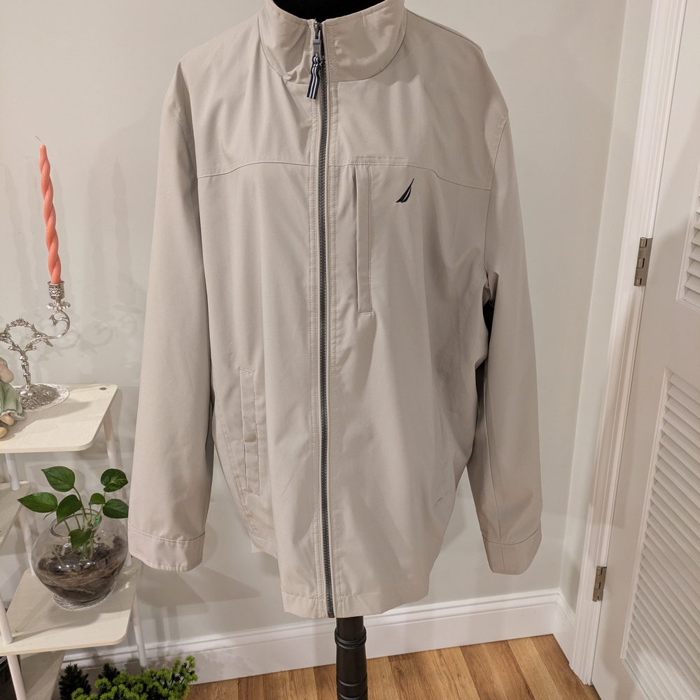 Nautica Men's Light Tan Windbreaker Water Resistant Active Stretch Size XXL